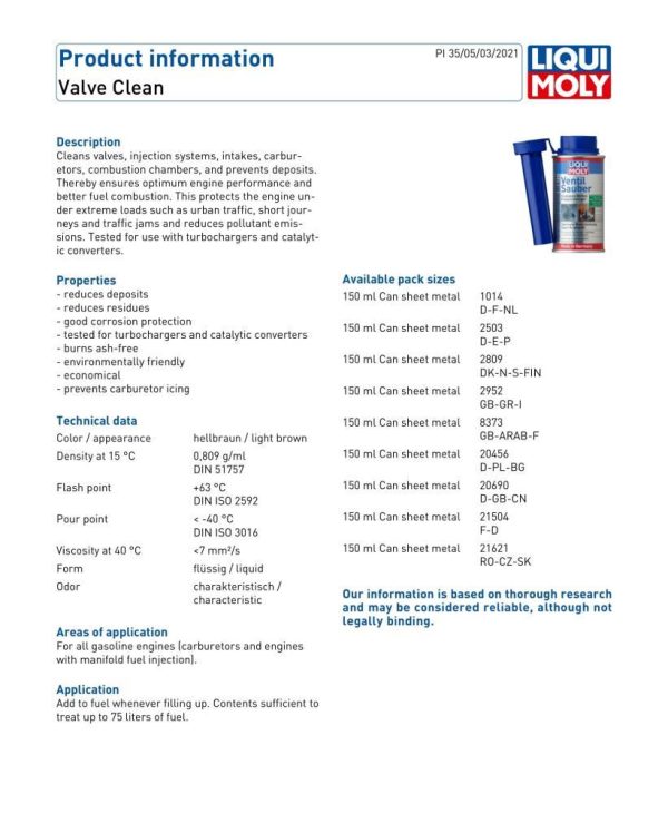 Liqui Moly Valf Supap Temizleyici 150 ml 1014 - Görsel 2