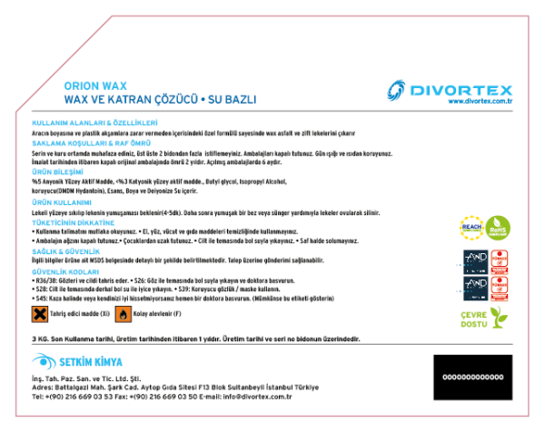 Divortex Wax ve Katran Çözücü Su Bazlı 3 kg. - Görsel 4