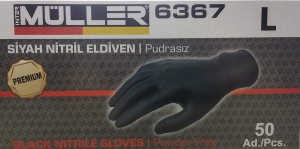 Müller Siyah Nitril Eldiven Pudrasız 1 Paket 50 Adet