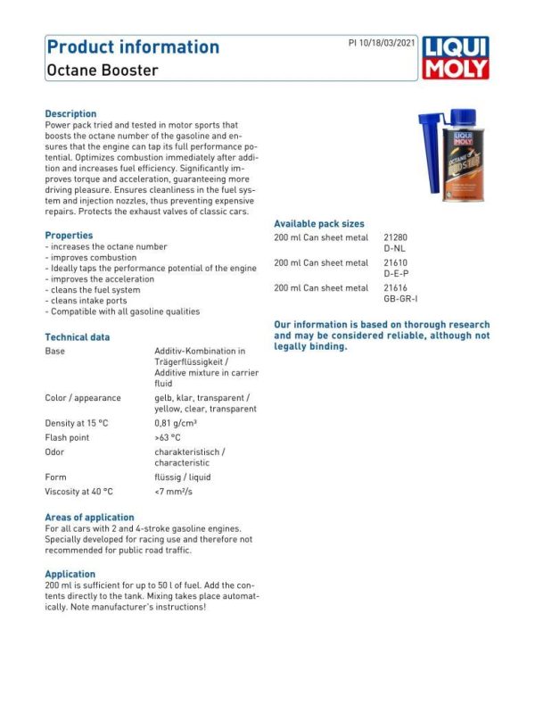 Liqui Moly Benzin Oktan Artırıcı 200 ml 21280 - Görsel 2